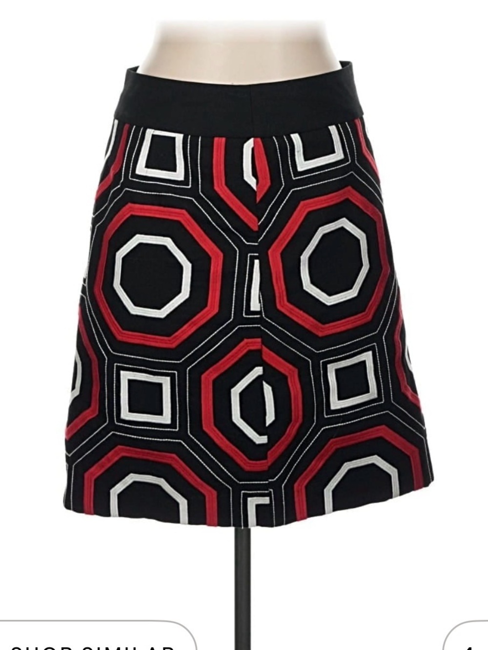 Ann Taylor Black, Red & White Geometric A-Line Skirt